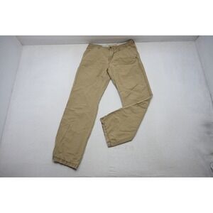 BKE Buckle Pants Mens 34x34 Tan Linen Cotton Blend Straight Leg Casual Rugged